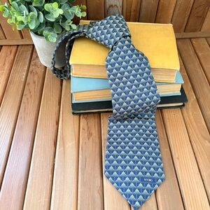 NYBG Silk Tie New York Botanical Garden Blue Dome Pattern Necktie